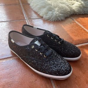 Womens Keds for Kate Spade Black Sparkle Sneakers